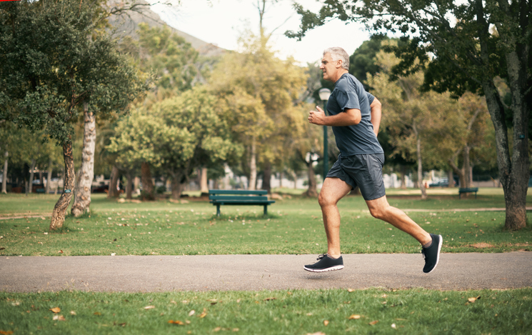 Man running in park