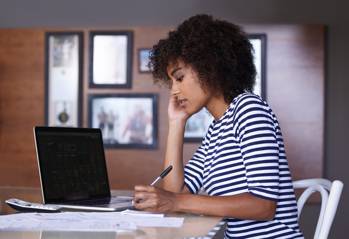 Woman working on laptop
