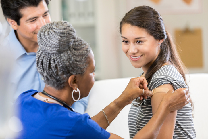 Woman getting flu shot