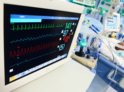Cardiac machine monitoring the heart. 